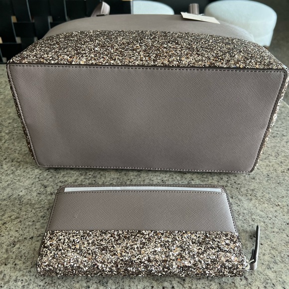 NWT Kate Spade Glitter Penny Tote + Glitter Neda Wallet - Picture 4 of 6